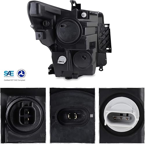 Miniatura 9 de AKKON - Faros delanteros de proyector Nissan Titan 2016-2019 con señal de tubo de luz LED, conjuntos de carcasa negra