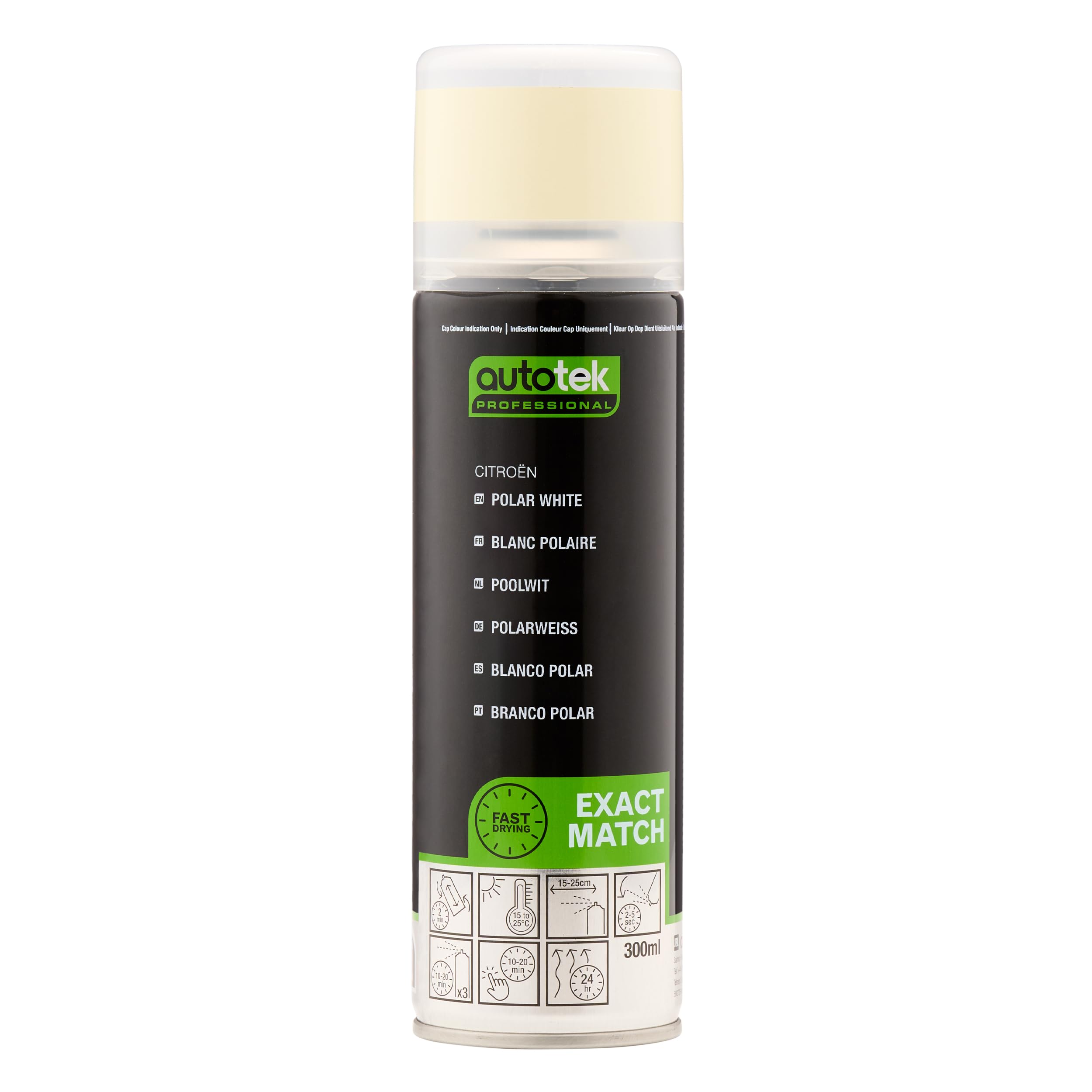 Autotek Exact Match Fast Drying Aerosol Spray Paint Citroen Polar White 300ml