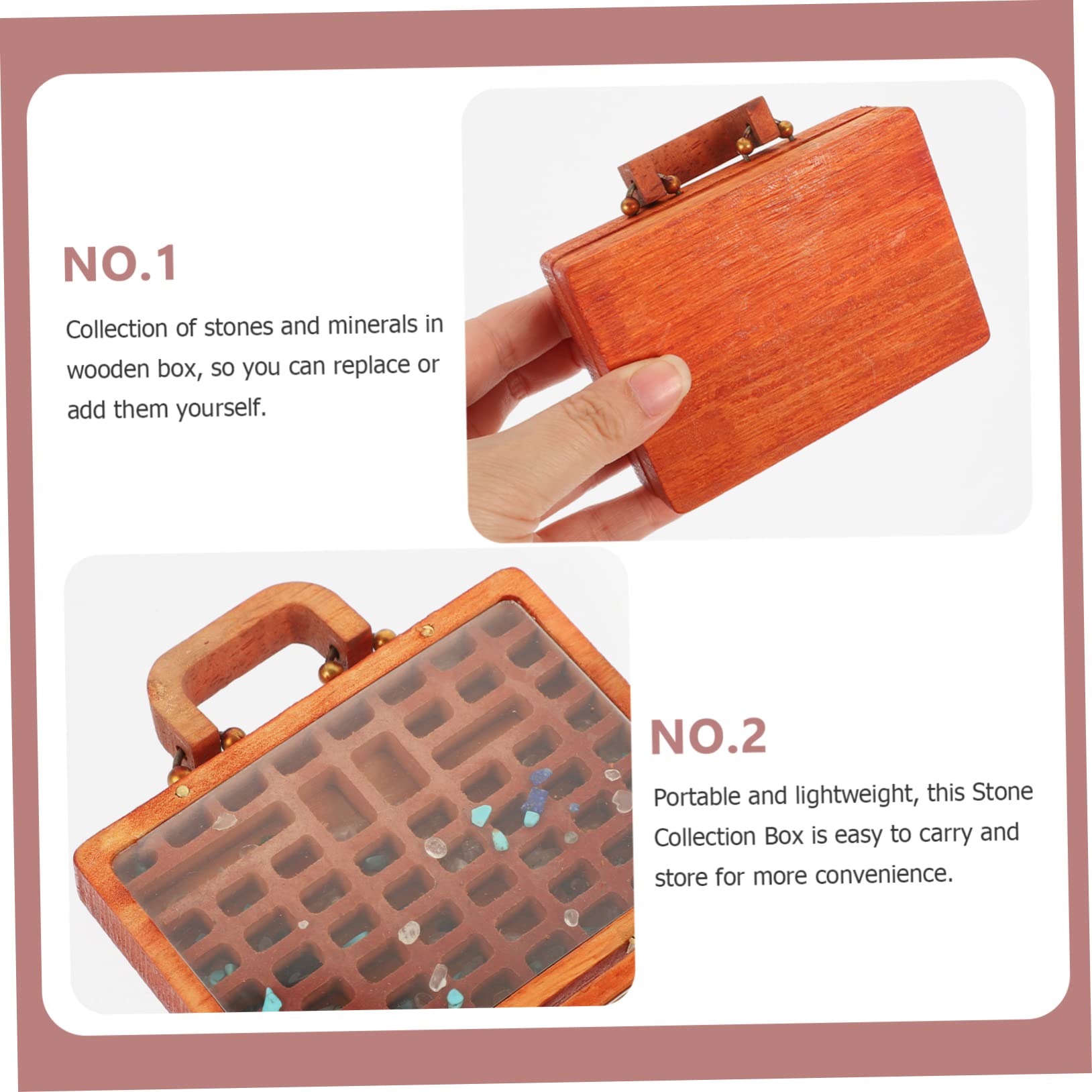 SOIMISS 3pezzi Scatola Organizer Per Pietre e Minerali Legno Con Scomparti Custodia Per Collezione Di Cristalli e Decorazioni Design Elegante e Funzionale Per Appassionati Di Gemme