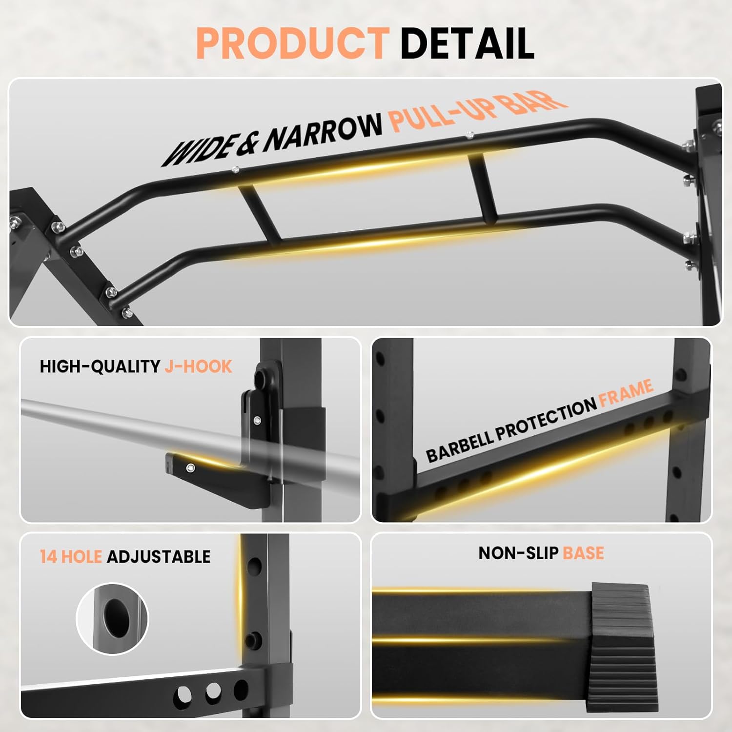 Power Cage Home Gym, 45.6"×44.3"×81.5", 1200lbs Multi-Functional Power Racks for Home Gym, All-in-One Squat Rack for Home Gym, Black