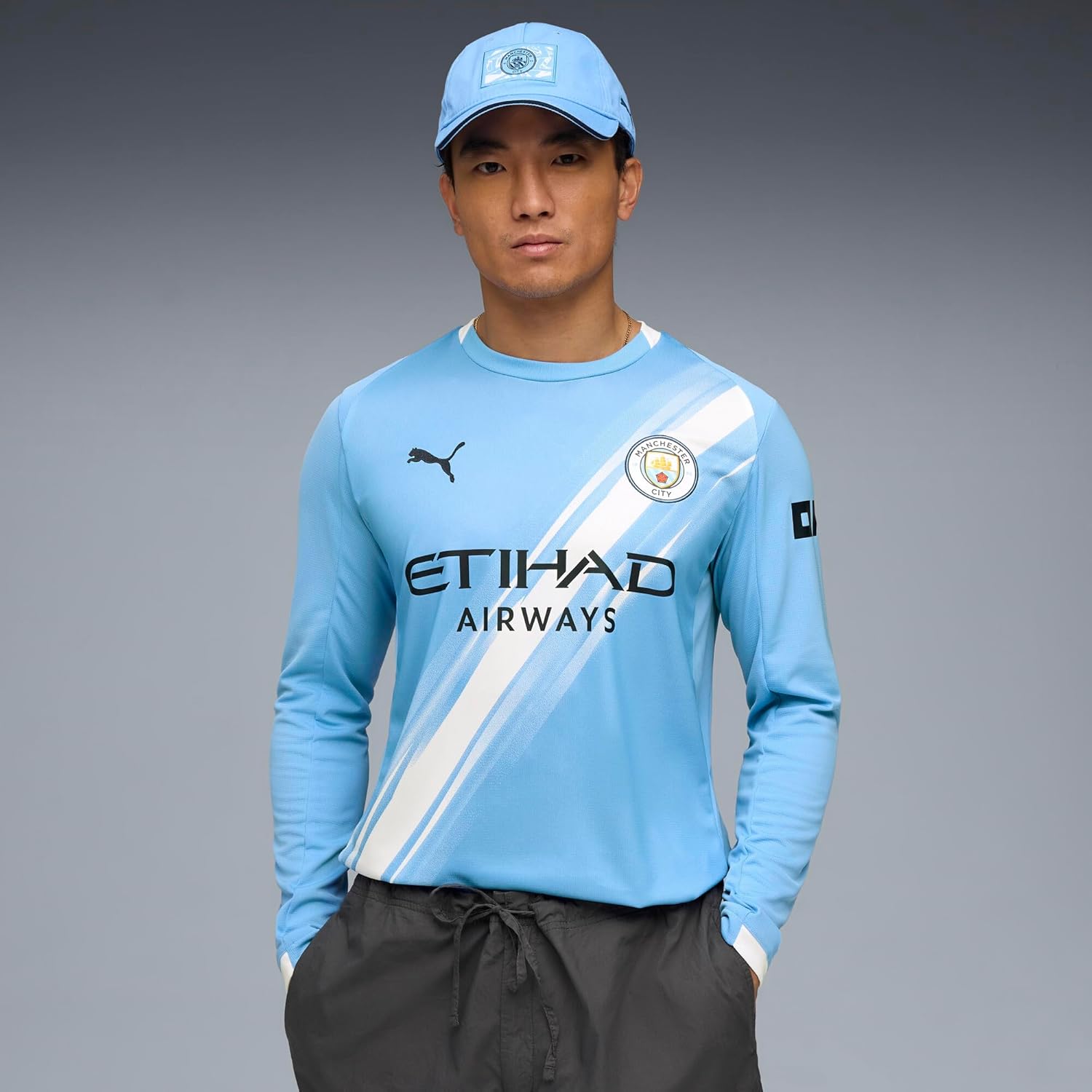 Men’s Manchester City FC 2025/26 Replica Home Soccer Jersey, Long Sleeve - Team Light Blue