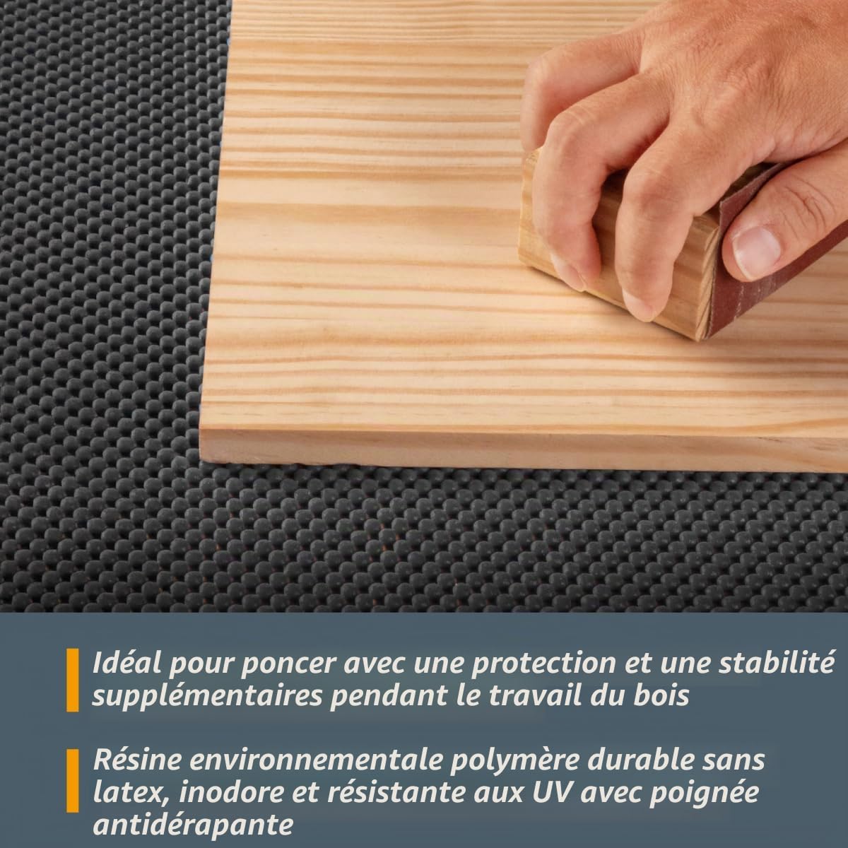 POWERTEC Tapis antidérapant 61 x 121,9 cm, tapis d'outils pour atelier, armoire, établi, revêtement antidérapant pour tiroir, étagère de tiroir, patin de ponçage pour défonceuse de travail du bois