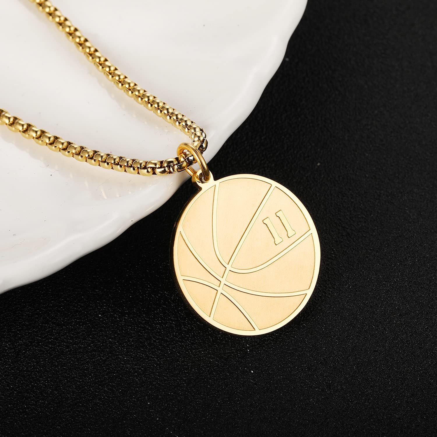 Susook Basketball Number Necklace for Boys Gold Stainless Steel Basketball Pendant Sport Jewelry Gifts for Men - Image 2