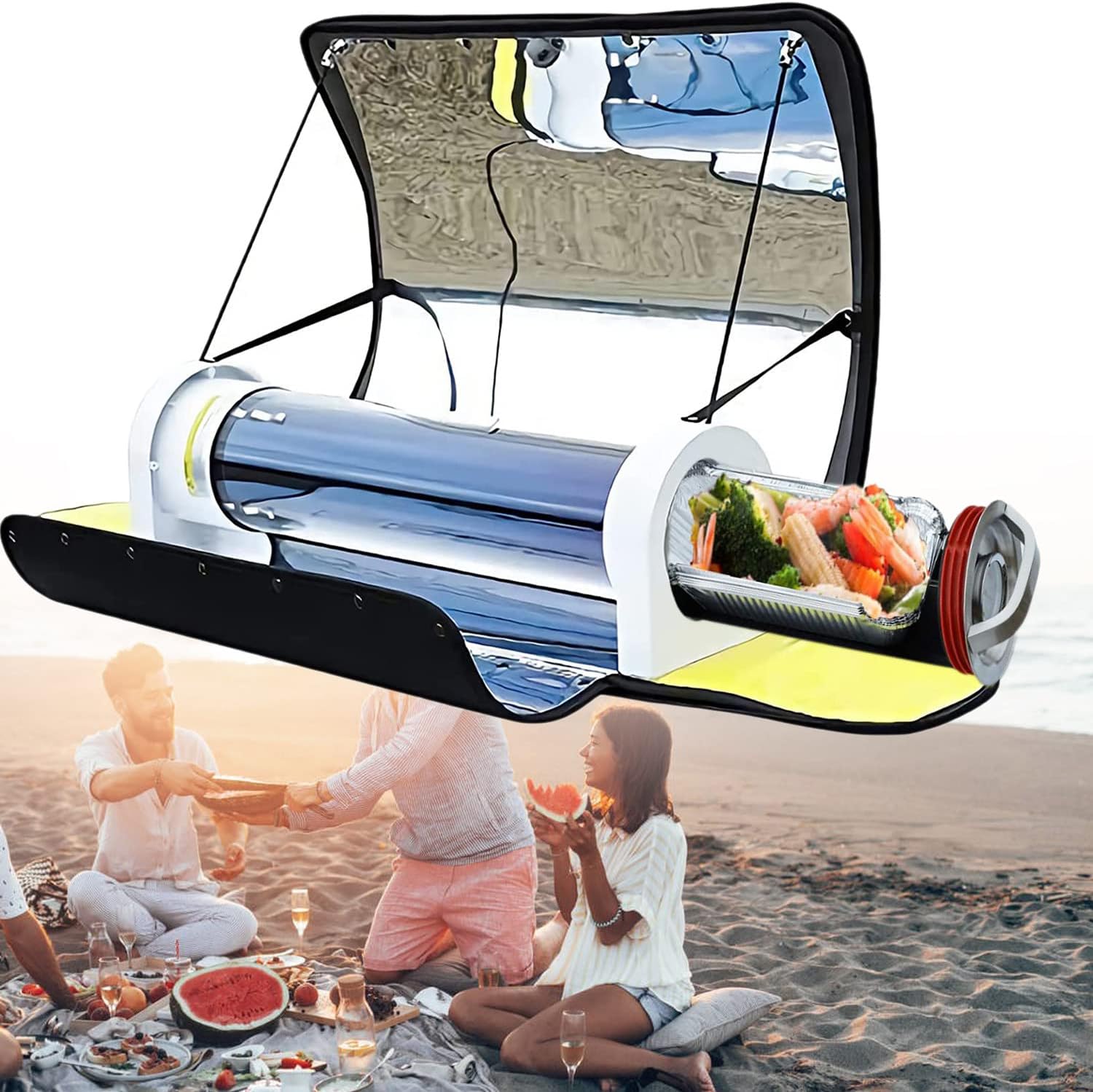 Solar Oven Portable Cooker 4.5L Capacity for Outdoor Camping & Hiking - Includes Thermometer, Ideal for Family Parties, Backpacking, and Cooking for 5-8 People