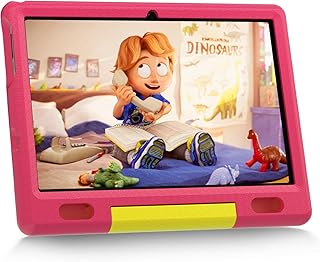Kids Tablet, 10 inch Android 12 Tablet, Tablet for Kids, Quad Core Processor, 2GB+32GB, 5000mAh, Kidoz Pre Installed, Parental Control, WiFi, Bluetooth, Kid-Proof Case (Pink)
