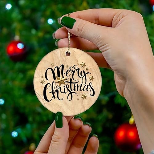 Vista 36 de Two-Side Printed Merry Christmas Marble Ceramic Christmas Ornament, Novelty for Family Friends Kids, Abstract Christmas Keepsake Pendants
