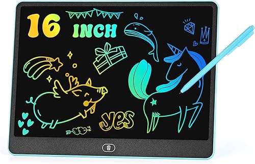 Tableta de escritura LCD, tablero de garabatos colorido de 16 pulgadas, tabletas de dibujo para niños, juguetes educativos y de aprendizaje para
