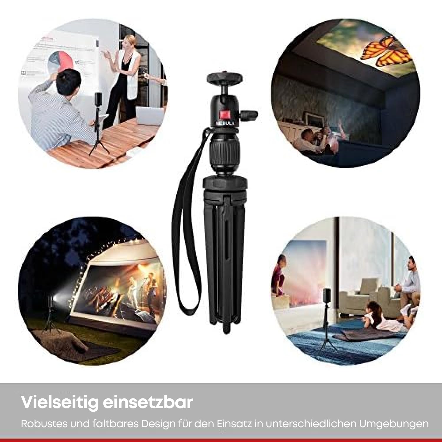 NEBULA Capsule Original Stativ, Verstellbares Dreibein-Stativ für Nebula Capsule und Capsul Max Projektoren, Kompakt, Aluminiumlegierung, Universalhalterung, Flexibler Kugelkopf, Stabiler Halt
