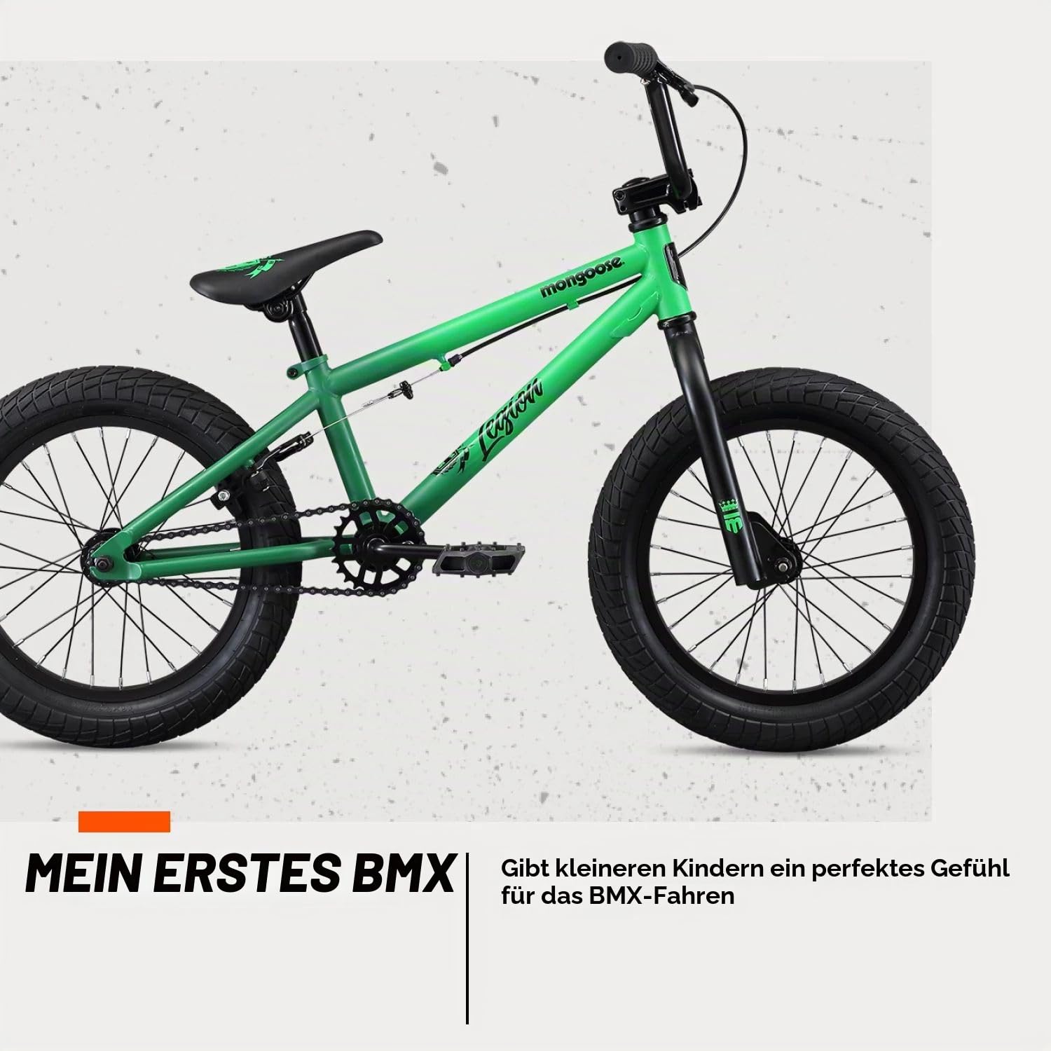 Mongoose Legion Freestyle Sidewalk BMX Bike, Grün, 16-Inch Wheels