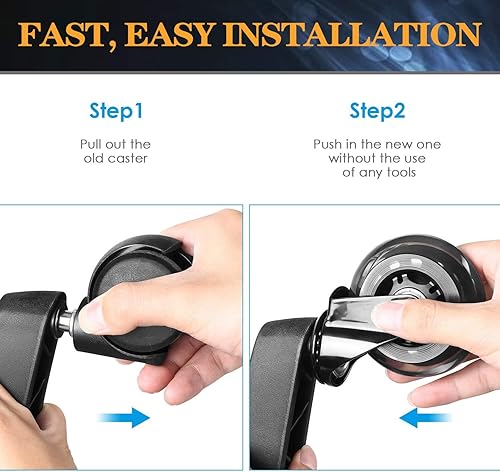 Miniatura 5 de Ruedas giratorias para silla de oficina con frenos de bloqueo de silla de repuesto de 3 pulgadas de goma para silla de escritorio, ruedas de ajuste