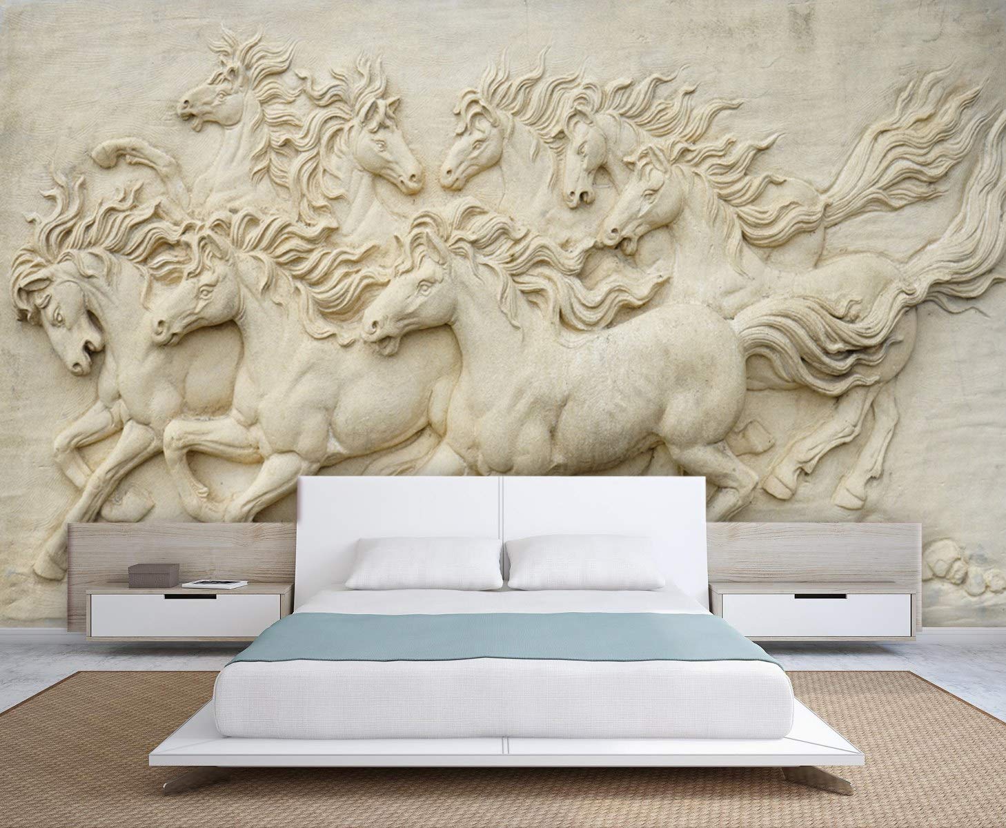 999STORE 3D Print Latest Door Living Room Bed Room Home Hall Wall Stickers Sheet roll Horse Wallpaper Running White Horses Mural Wallpaper for Walls (Vinyl Self Adhesive 72X48 Inches) NonW6401120 (B07Q5N44LY) Amazon Price History, Amazon Price Tracker