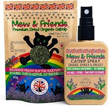 Mew & Friends Catnip & Spray Bundle – 30g natural Dried Catnip + Natural Catnip Spray – Play & Relax Set for Cats – Made in UK
