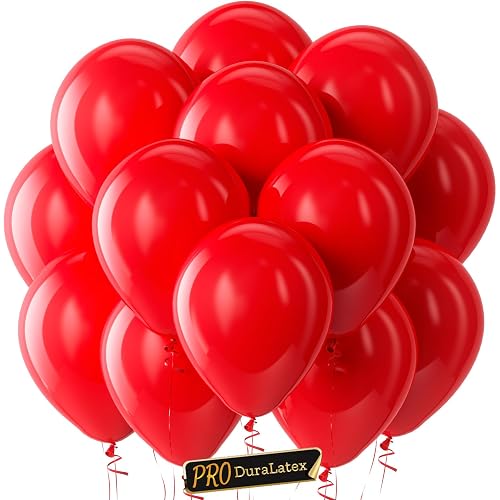 Bezente Pro Duralatex Red Extra-Thick Balloons 100 Pack 12 inch