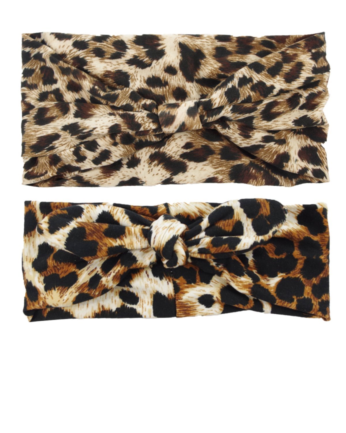 DreamLily Women's Elastic Flower Printed Turban Headwrap Knotted Soft Twisted Headband (Leopard(2 Count))