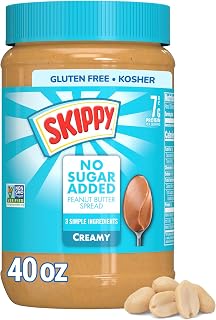 SKIPPY Creamy Peanut Butter No Sugar Added, Plant Based Protein, 40oz x1