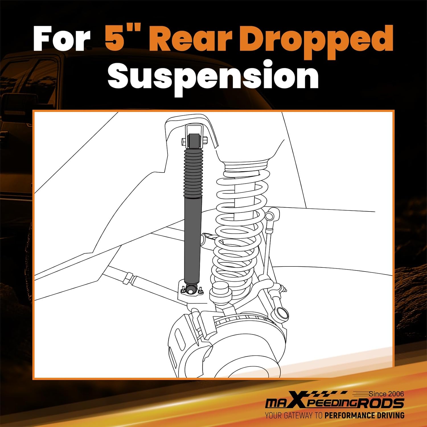 maXpeedingrods 5” Rear Lowering Shocks for Ford F150 F100 2WD 1980-1996, G1 Upgraded Drop Shock Kit