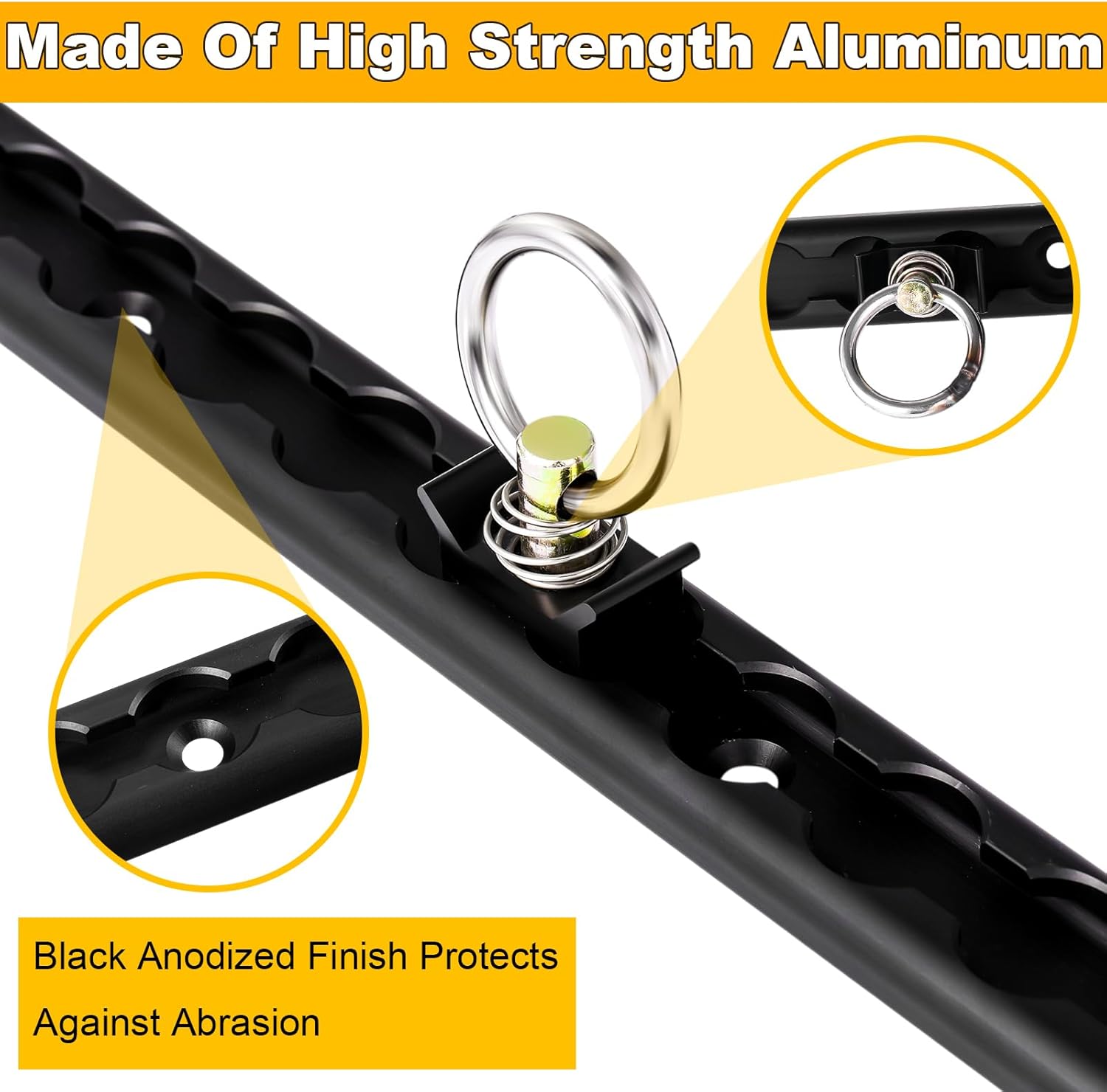 Yaocom L Track Tie Down System, Includes 2 Pack 4ft Black Anodized Aluminum L-Track and 8 Pcs l Track Black Single Stud O-Ring Fittings, for Enclosed Trailer, Trucks, Trailer, Pickup