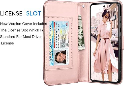 Vista 23 de Tekcoo Funda tipo cartera para Galaxy S21 Ultra, piel sintética de lujo, para tarjetas de crédito, con ranuras para tarjetas de crédito, funda