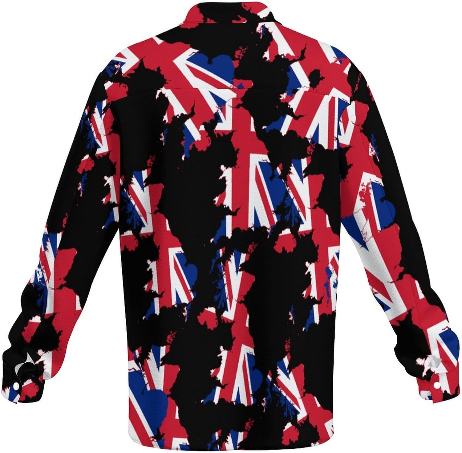 Flag Map of United Kingdom Men's Shirts Casual Jacket Long Sleeve Coat Novelty Outwear Tops