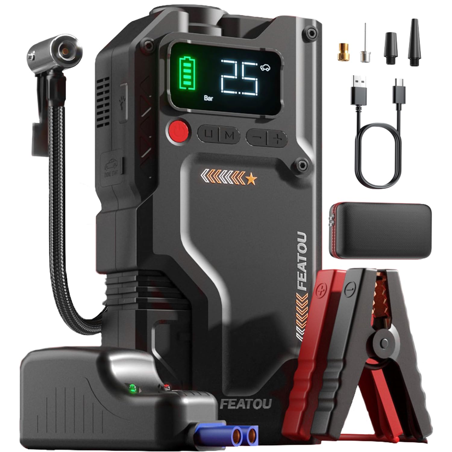 Booster Batterie Voiture 9000A avec Compresseur 150PSI Démarreur 12V et LED