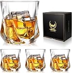 Whiskey Glasses Set of 4-250 ML Old Fashioned Cocktail Glass ,Drinking Glasses,Diamond Tumblers for Scotch,Whisky Glass Gift Set for Men,Dad,Brother