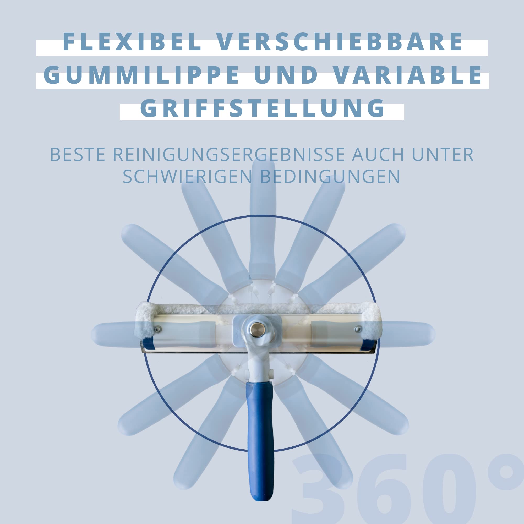 Ha-Ra Fensterwischer ERA 32 cm I All-In-One Abzieher & Einschäumer I Aluminium-Schiene I 30 m² Fensterfläche am Stück reinigen mit der Viva-Faser I hochwertiger Fensterreiniger