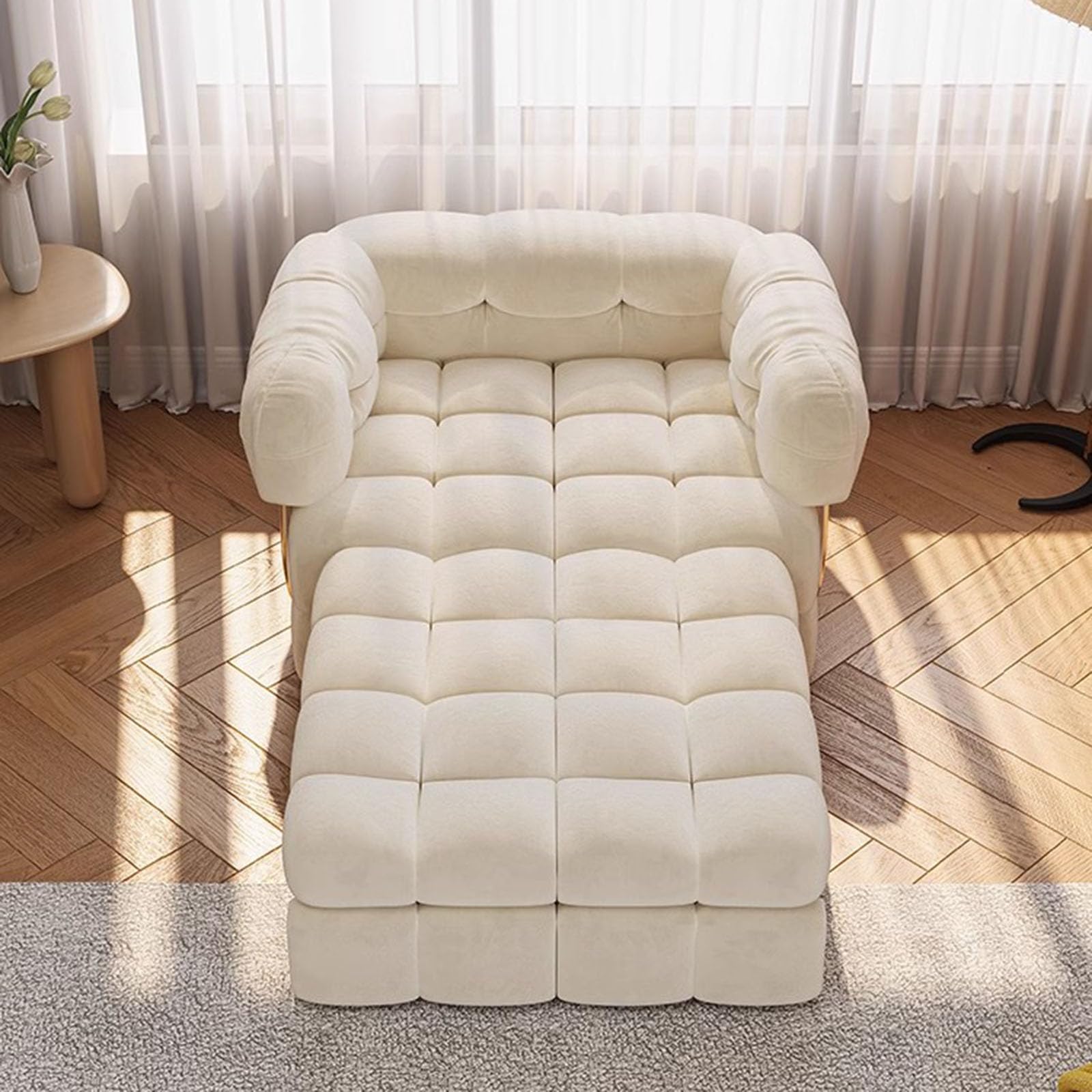 2-in-1 Convertible Single Sofa Bed with Armrest and Sturdy Frame