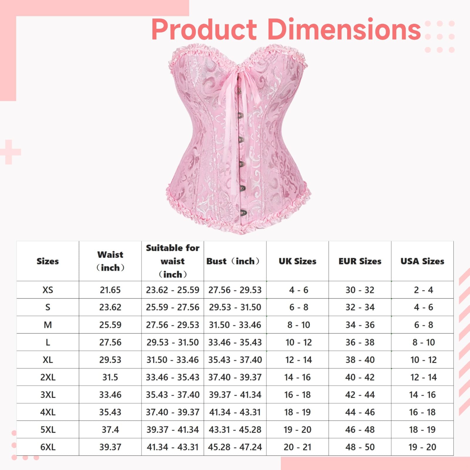 Corsetto delle donne eleganti con la disposizione del pizzo, progettazione anteriore della chiusura di Shapewear del bustier, Xxl,