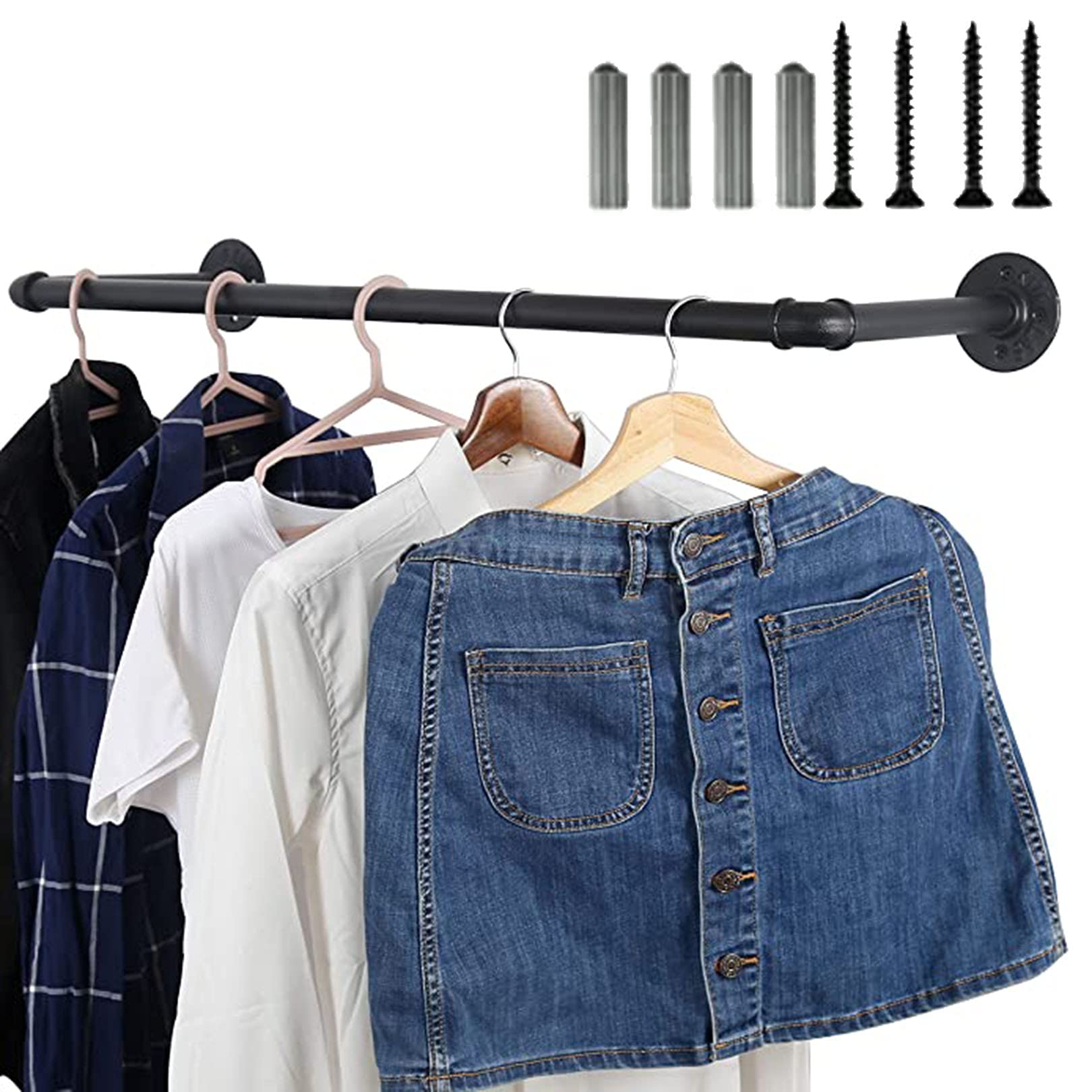 Naścienny przemysłowy stojak na ubrania w stylu vintage metalowy stojak ekspozycyjny do sprzedaży detalicznej komercyjnej przechowywania odzieży stylowy organizer na ubrania do domu i sklepu