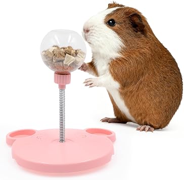Small Animal Treat Dispenser, Guinea Pig Enrichment Toys with Spring and Base, Foraging Feeding Toys for Rabbit, Guinea Pig, Chinchilla, Rat and Other Small Animals