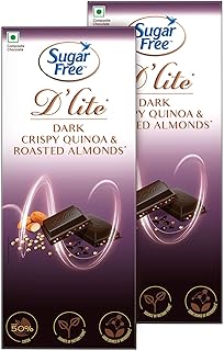 Sugar Free D'lite Quinoa & Almonds Dark Chocolate Bar, 80 Grams (Pack of 2)