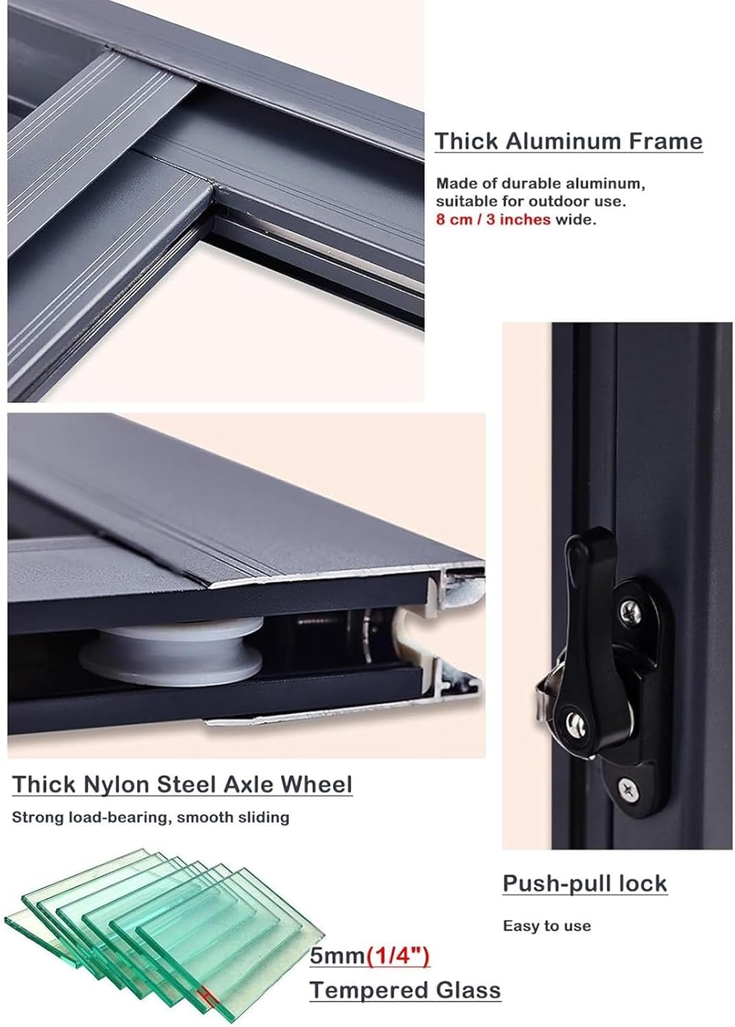 Frosted Glass Horizontal Sliding Aluminum Window with Screens, 37x12in (93x30cm) - Privacy & Ventilation for Bathroom, Large & Small Spaces, White Finish