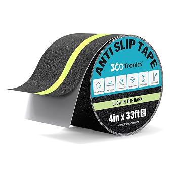 Anti-Slip Tape Waterproof 4" x 33ft, Green Glow Traction Tapes Non-Slip Tape, 80-grit Heavy Duty Grip Tape for Stairs Treads, Outdoor Non-Slip Tapes Traction Tape for Steps Ramps Decks