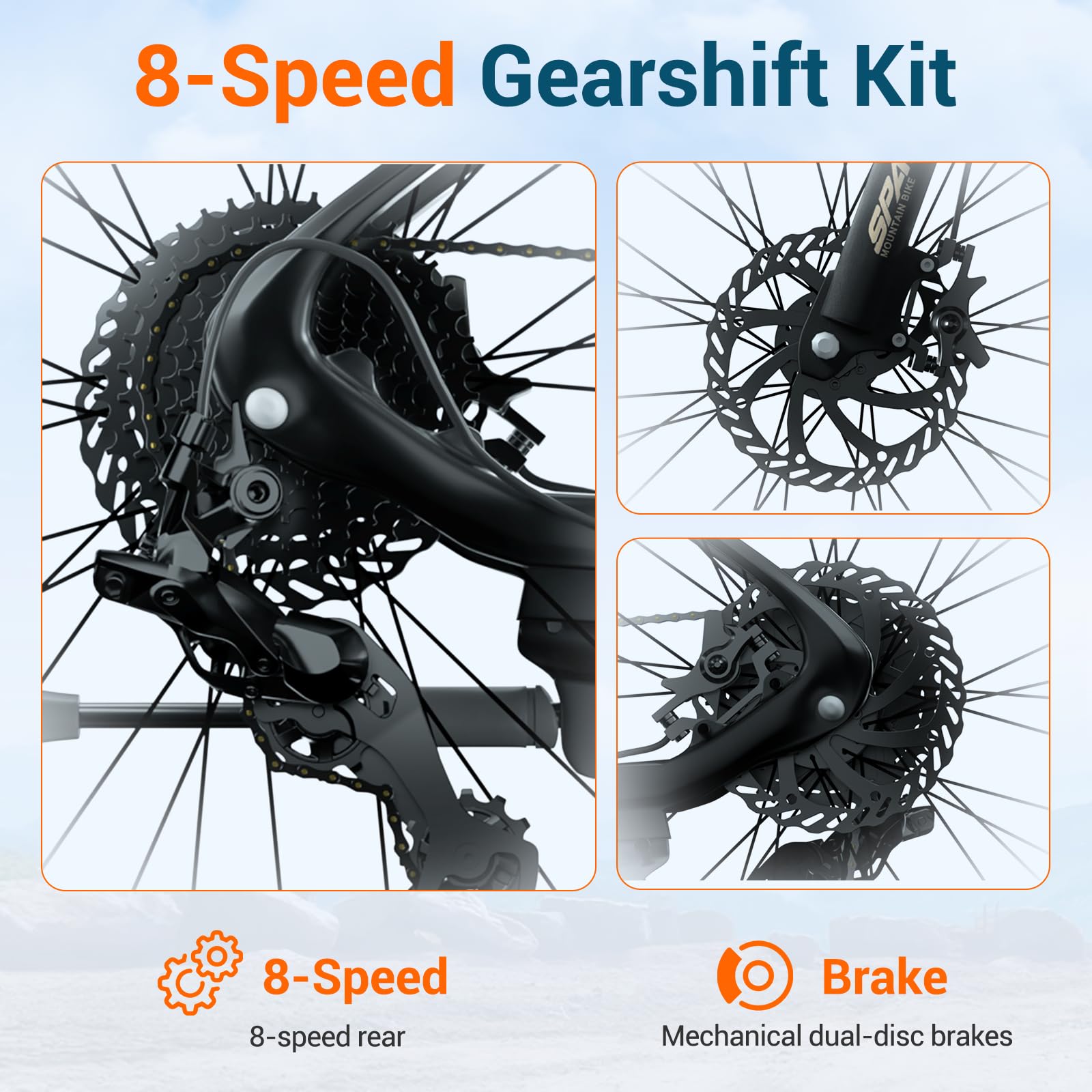 SPATIAL MTB Bicicleta de Montaña para Adultos y Jóvenes - 29/27,5/26/24 Pulgadas, 8/21 Velocidades, Frenos de Disco Mecánicos Dobles, Cuadro de Aluminio, Suspensión Delantera, Asiento Ajustable