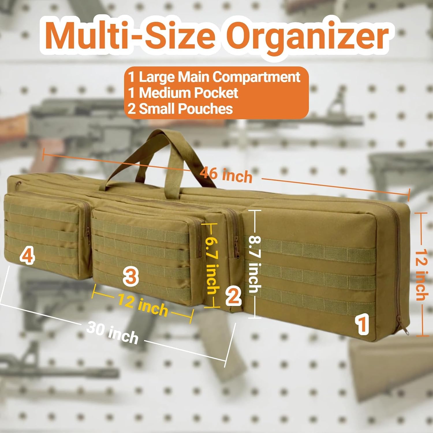 36 46 in Double Rifle Soft Case Dual Rifle Bag Tactical Shotgun Case with Scopes Tactical Pockets Backpack for Hunting and Shooting Gear Storage