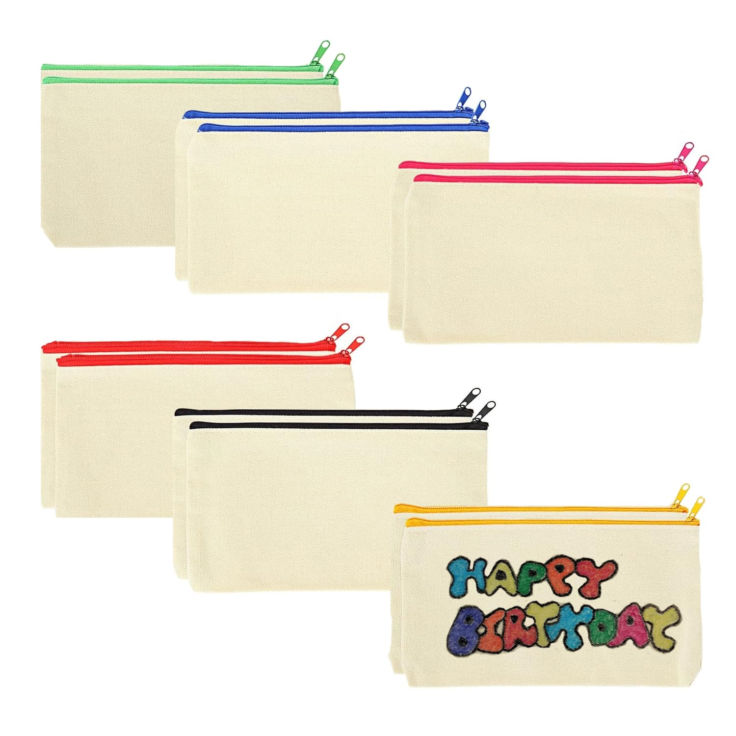 Bolsas Tela Para Pintar Neceser Para Pintar Bolsa Tela Para Pintar 12 Bolsas De Lona Con Cremallera - DIY, Ideales Para Maquillaje O Manualidades Estuches Para Pintarlos Niños Estuches Baratos Estuche Tela