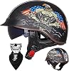 EBAYIN Half Helmet Open-Face Helmet Brain - Cap Cruiser Chopper Scooter Pilot Jet Helmet DOT+ECE Certified Personality Retro Harley Motorcycle Helmet(E,XXL(63~64cm))