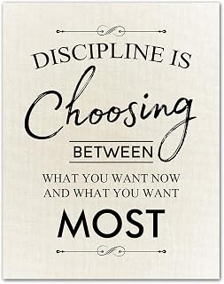 Discipline is Choosing Between What You Want Now Motivational Quote Wall Art - Unframed 11 x 14 Vintage Print - Inspirational Gift for Family & Friends under $15