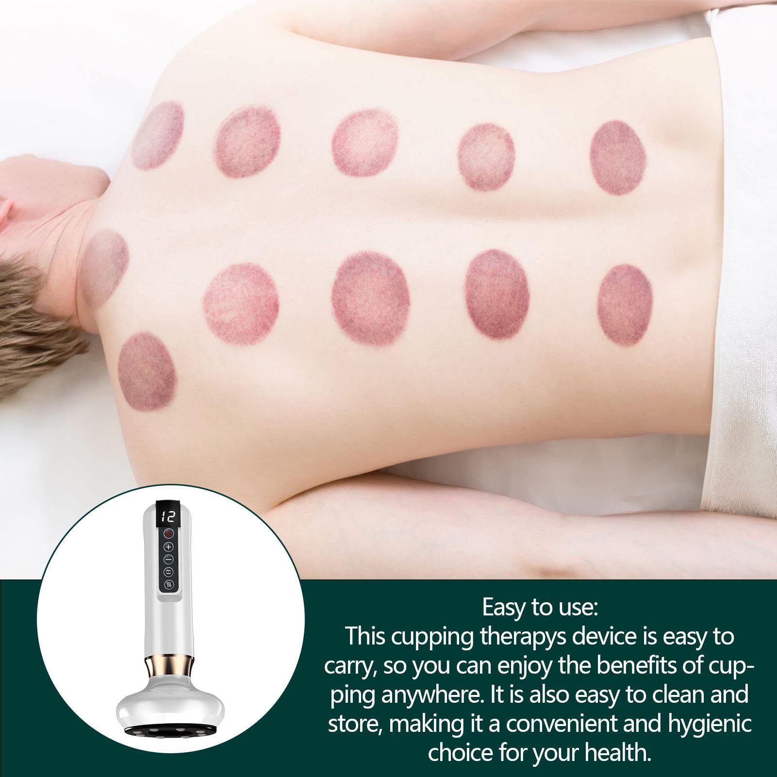 Conjunto de terapias de ventosas dinámicas inteligentes,Dispositivo de succión dinámico inteligente con 12 niveles de temperatura - Máqu de terapia de vacío 3 en 1 para abdomen, Flavas