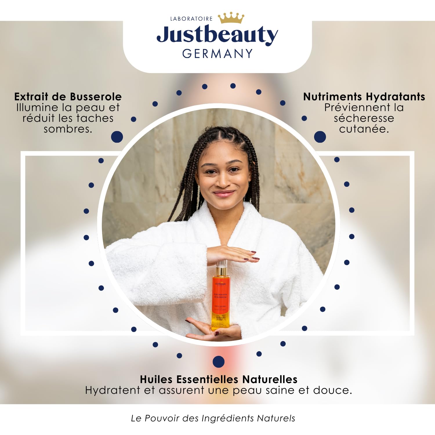 Huile Booster de Busserole - Glow Intense 200ml | Soin Éclaircissant Anti-Taches | Unifie le Teint & Illumine la Peau | Hydratation & Éclat Naturel
