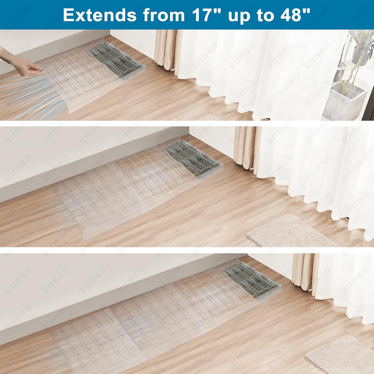 Air Vent Extender for Under Furniture Extend from 17"-48" Magnetic Vent Deflector for Floor Register Up to 12" Wide 1.5mm Thick - Image 3