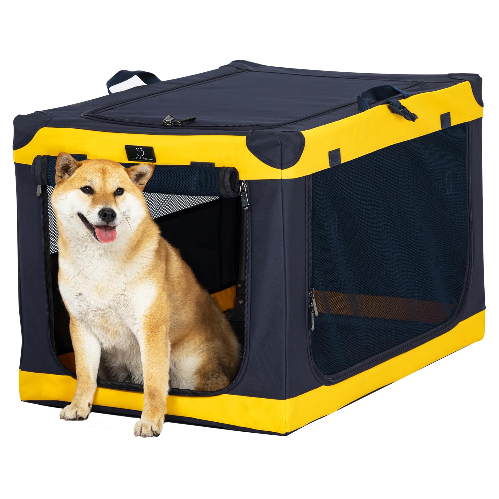 30" Collapsible Dog Crate for Medium Dogs - Portable Soft Travel Kennel with Lockable Zippers, Waterproof Base, Washable Cover, Patented Screw Frame for Adjustable Tension, Outdoor, Indoor, Car Use