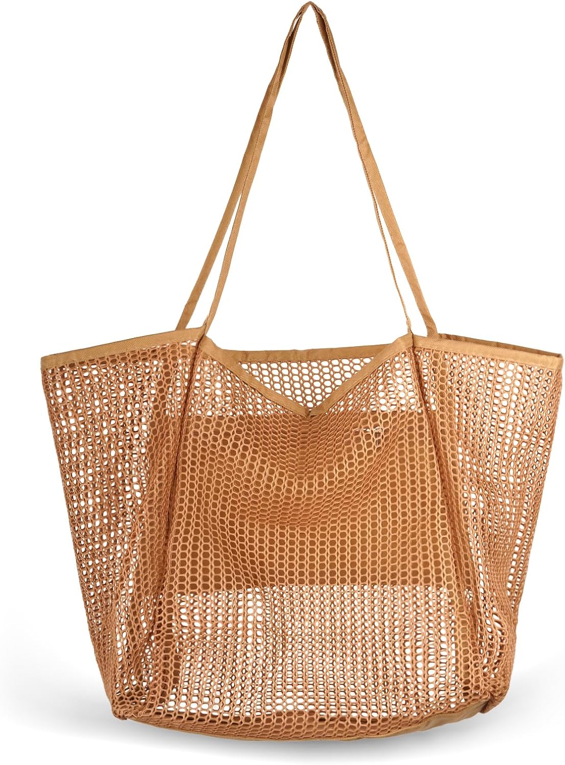 Mesh Beach Bag, 23L Foldable Sandproof Lightweight Tote, Breathable Pool Bag with Wide Shoulder Straps, Zipper Pocket