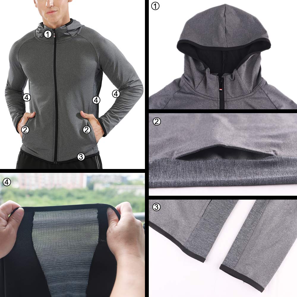 Muscle Alive Hombres Cremallera Corriendo Sudaderas con Capucha Deporte Chaquetas Aptitud Gimnasio Camisa Deportes Parte Superior