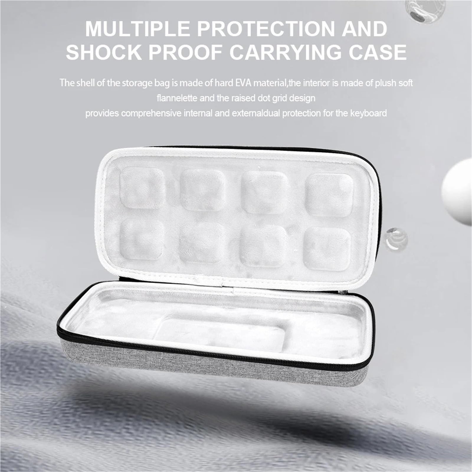 Funda para Guardar el Teclado, Funda con Teclado for inalámbrico Bluetooth Doble Cremallera Gris, Varios tamaños(L)