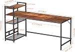 HOMIDEC Bureau informatique, 63 Bureau de bureau de pouce avec bibliothèque, Table d'étude ordinateur portable avec 4 Niveau DIY étagères de rangement, bureau d'écriture moderne pour la chambre à coucher de bureau (63 x 23.6 x 43.3 de pouce)