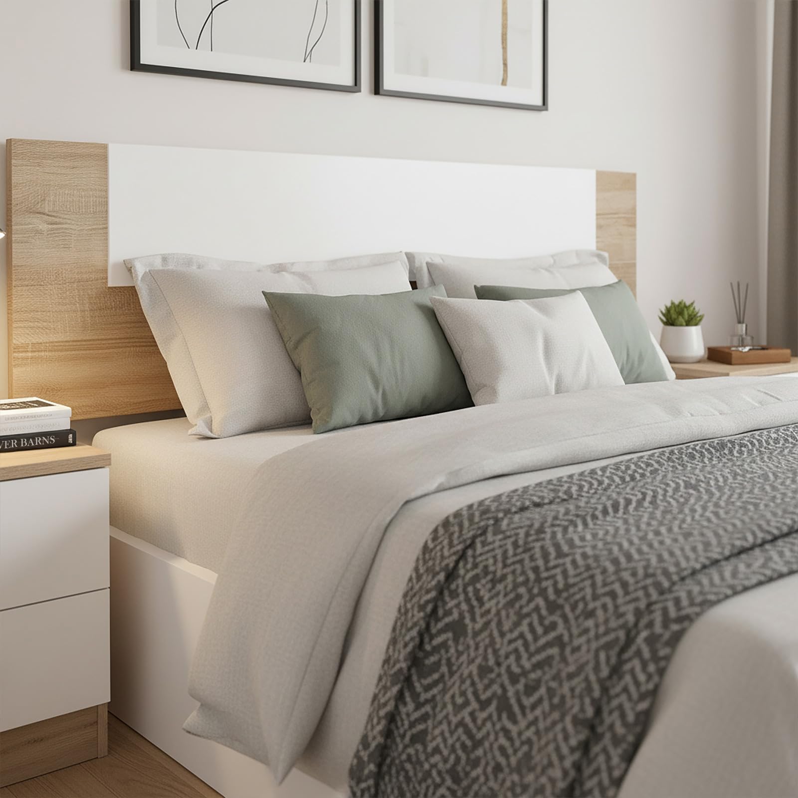 amuéblate Online - Cabecero de Matrimonio Nico de 160 x 45 cm | Práctico y Elegante | Fácil de Montar, Color Cambria-Blanco (para Cama Desde 150 y 160)