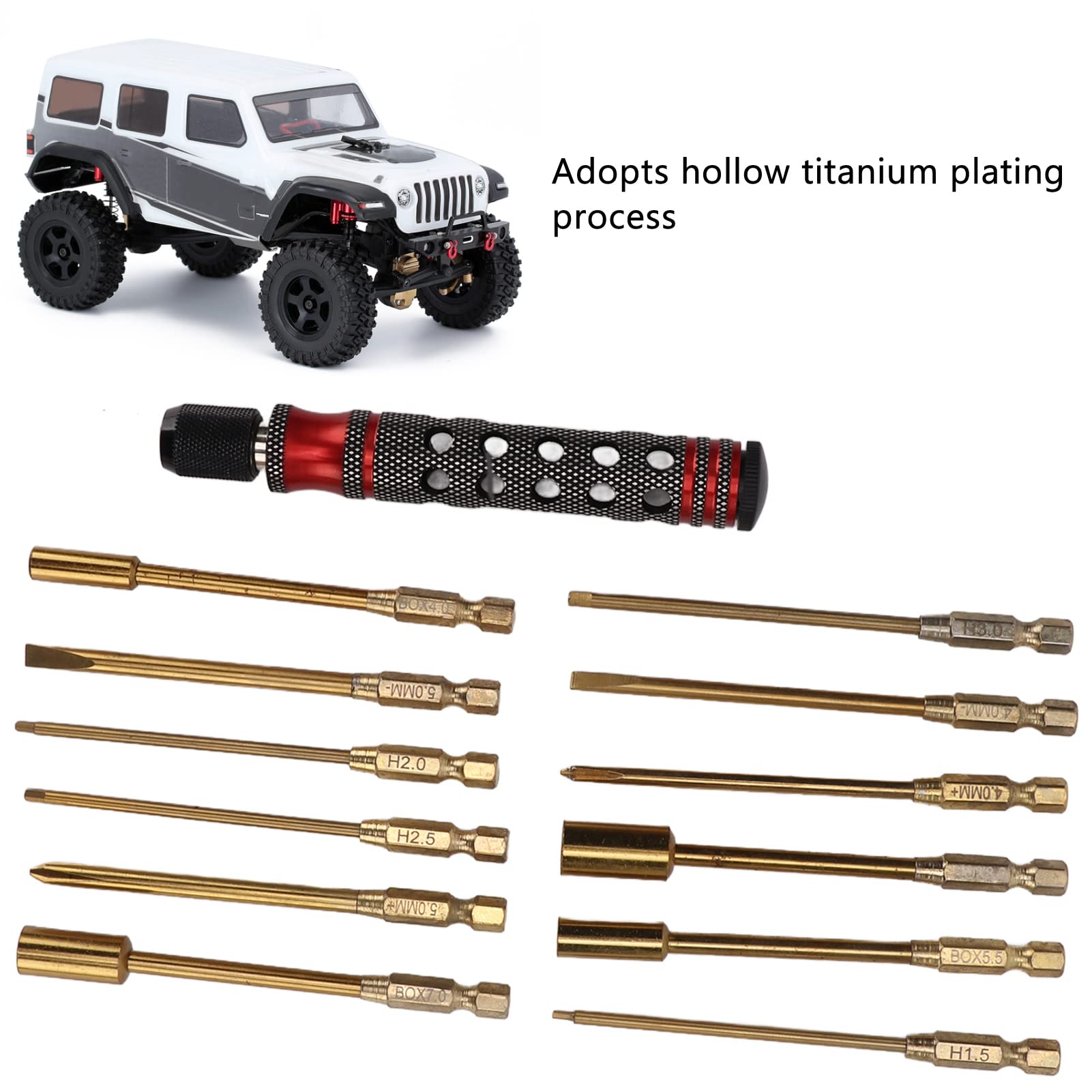 Jeu De Tournevis 12 En 1, Kit D'outils De Voiture RC, Têtes Détachables D'outils De Réparation RC Avec Poignée Rouge Pour Voitures Modèles De Drones
