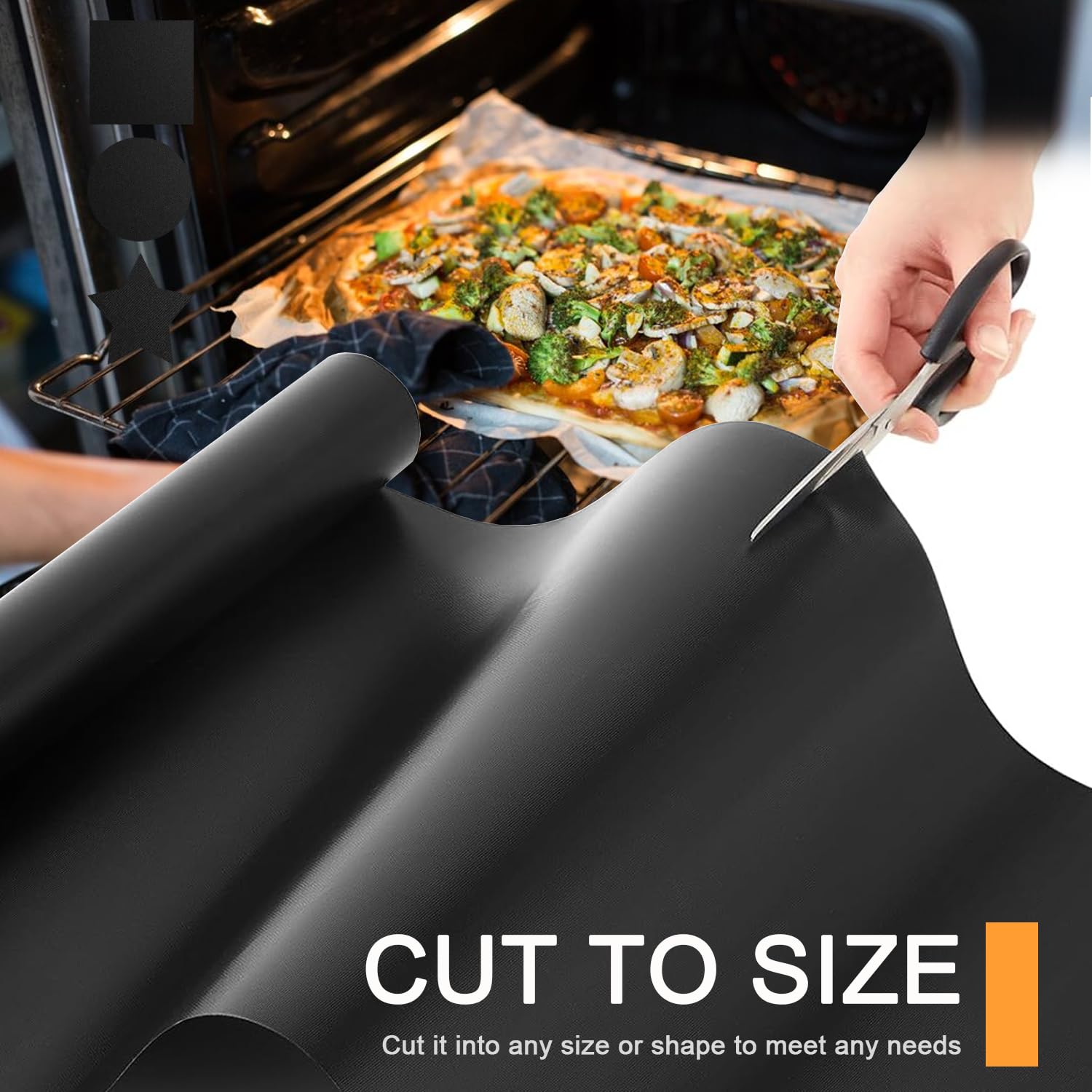 Forros de horno para la parte inferior del horno, paquete de 5 alfombrillas grandes y resistentes, 17 x 25 pulgadas, revestimiento antiadherente reutilizable para eléctricos, gas, hornos tostadores
