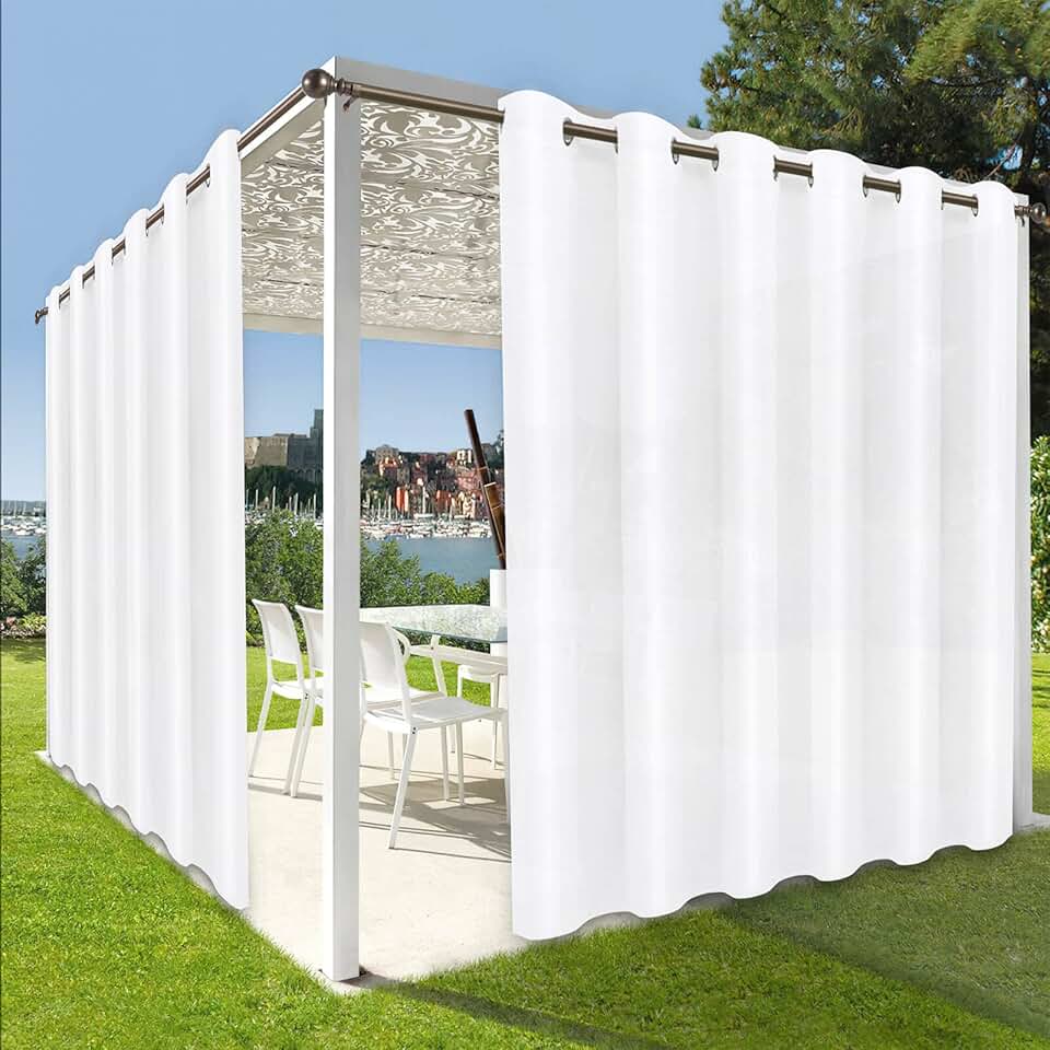 OutdoorLines Cortinas impermeáveis para ambientes internos e externos para pátio - Painel de cortina com ilhós com bloqueio solar à prova de intempéries, cortinas resistentes a UV para gazebo, varanda